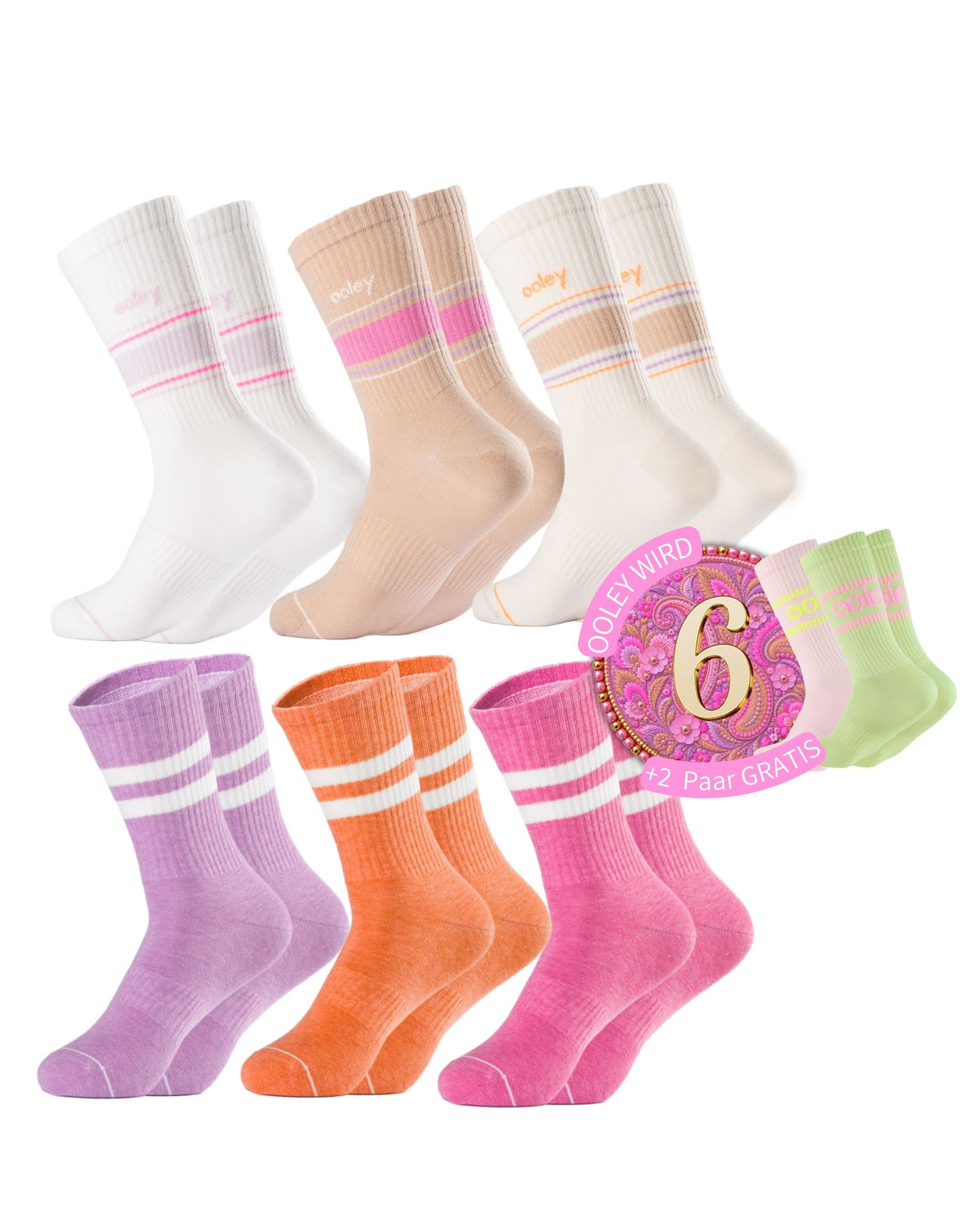 Pastel & Melange Birthday Set | Klassische Länge | 6+2 GRATIS Paar