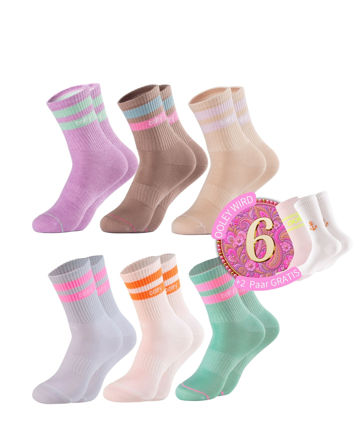 Pastel Birthday Set | Mittelhoher Schaft | 6+2 GRATIS Paar