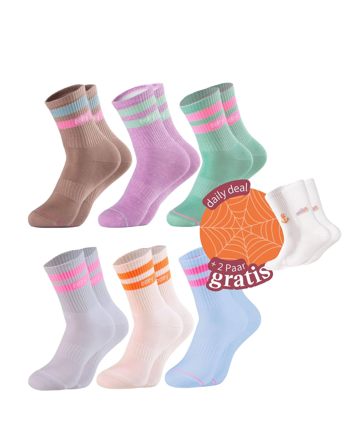 Pastel & NEON Autumn Set | Mittelhoher Schaft | 6+2 GRATIS Paar